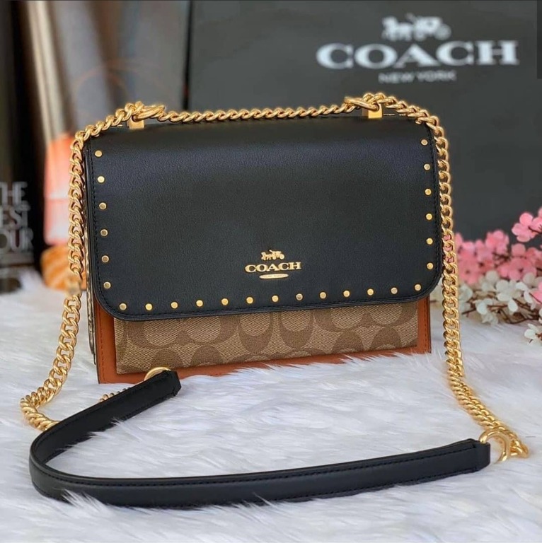 Coach Original 90400 Klare Crossbody In Signature Canvas With Rivets