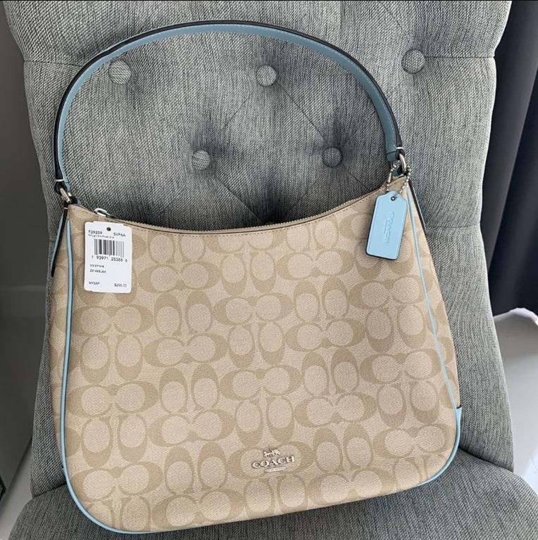 Coach Women s Zip Shoulder Hobo Bag in Signature Canvas F29209 Chalk Light Blue Women s Fashion Bags Wallets Shoulder Bags on Carousell
