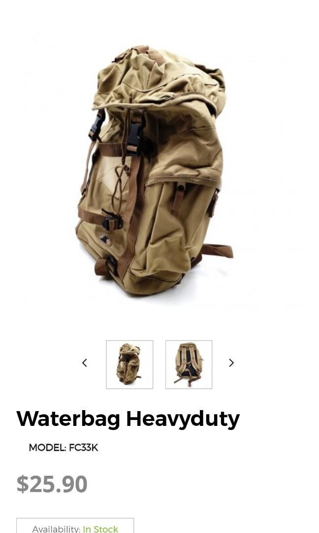 DG backpack (Category: Belt bags, Clutches and Pouches) located in Singapore. Submitted by runningpandaz (Listing ID 133456237, Image 1). Description: Link in the description of product https://www.dgsoldiertalk.com/waterbag-heavyduty-1725.html Colour: khaki.