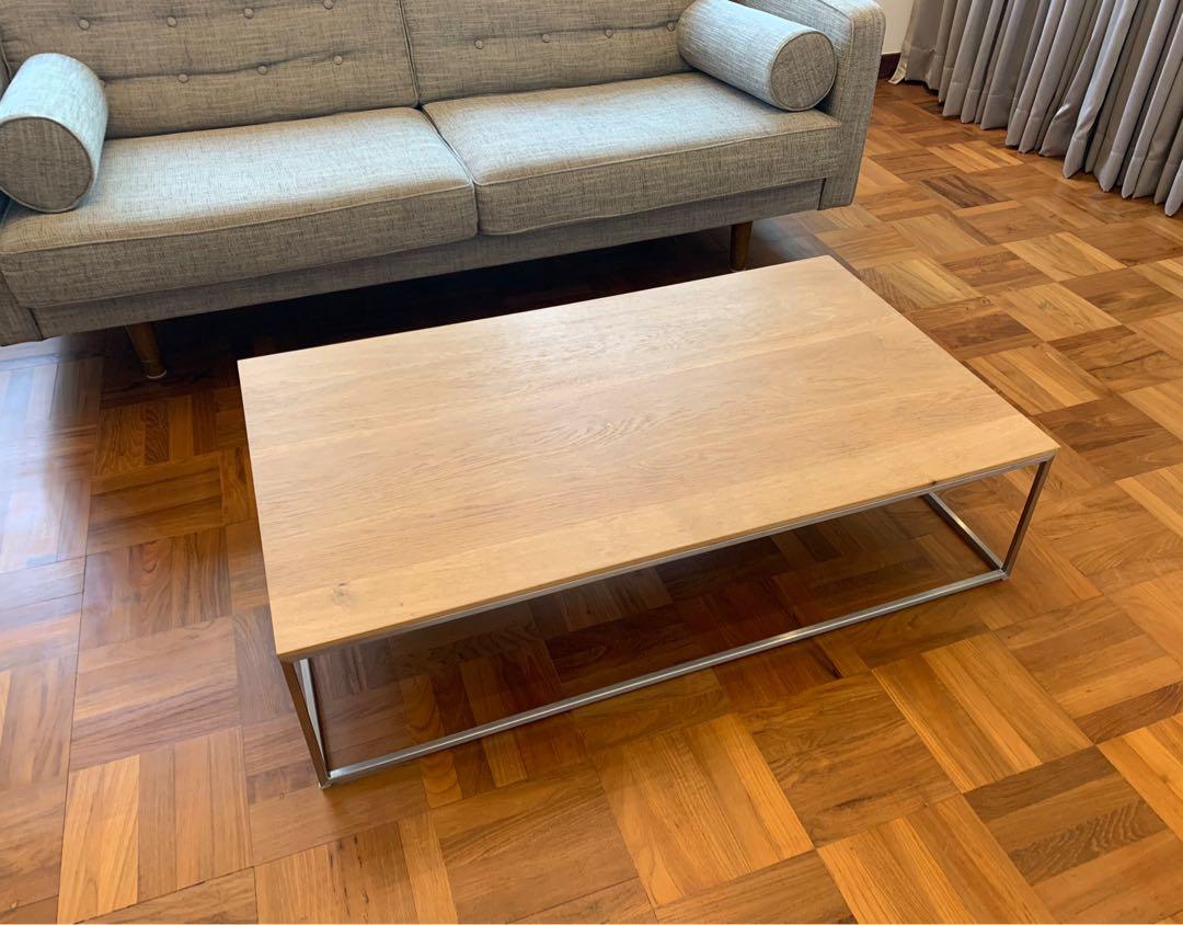 Ethnicraft Oak Thin Coffee Table, Furniture & Home Living, Furniture