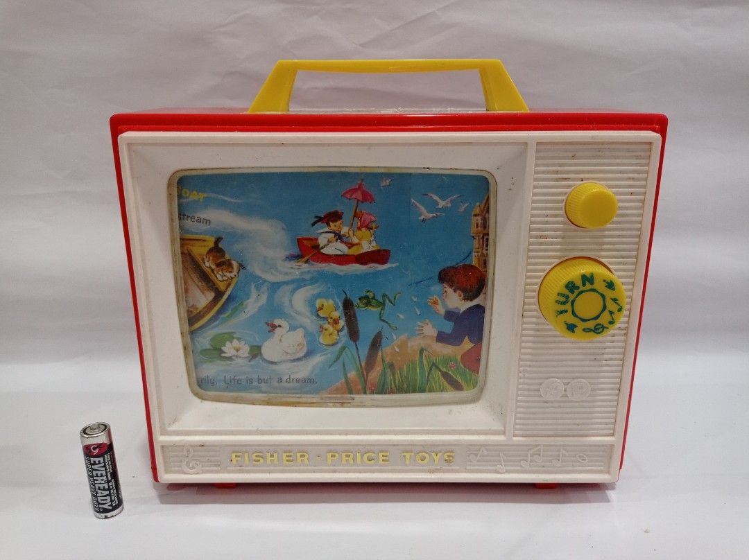 Vintage Fisher Price 1966 Giant Screen Music Box Tv Two Tunes Two