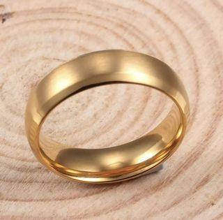 Gold Stainless Brushed Titanium Steel Electroplated Ring Wedding Band Couple Rings