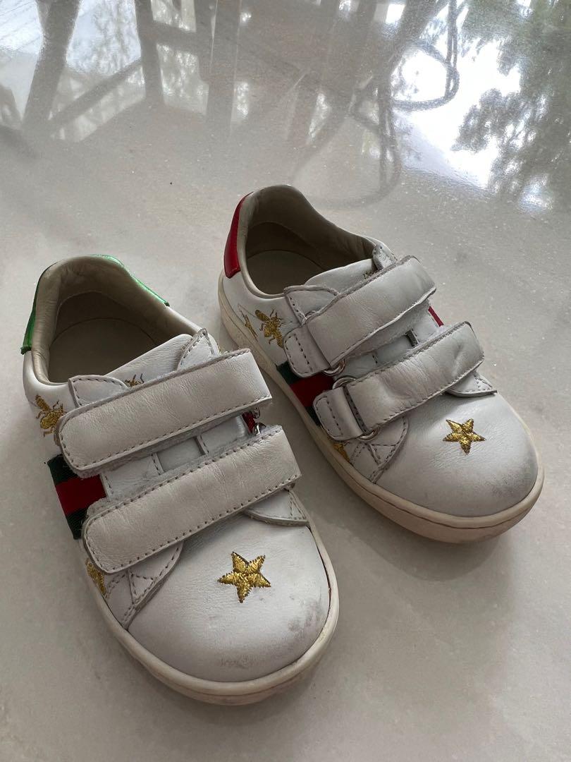 GUCCI kids New Ace Bee Star Leather Trainers Size 22 Babies