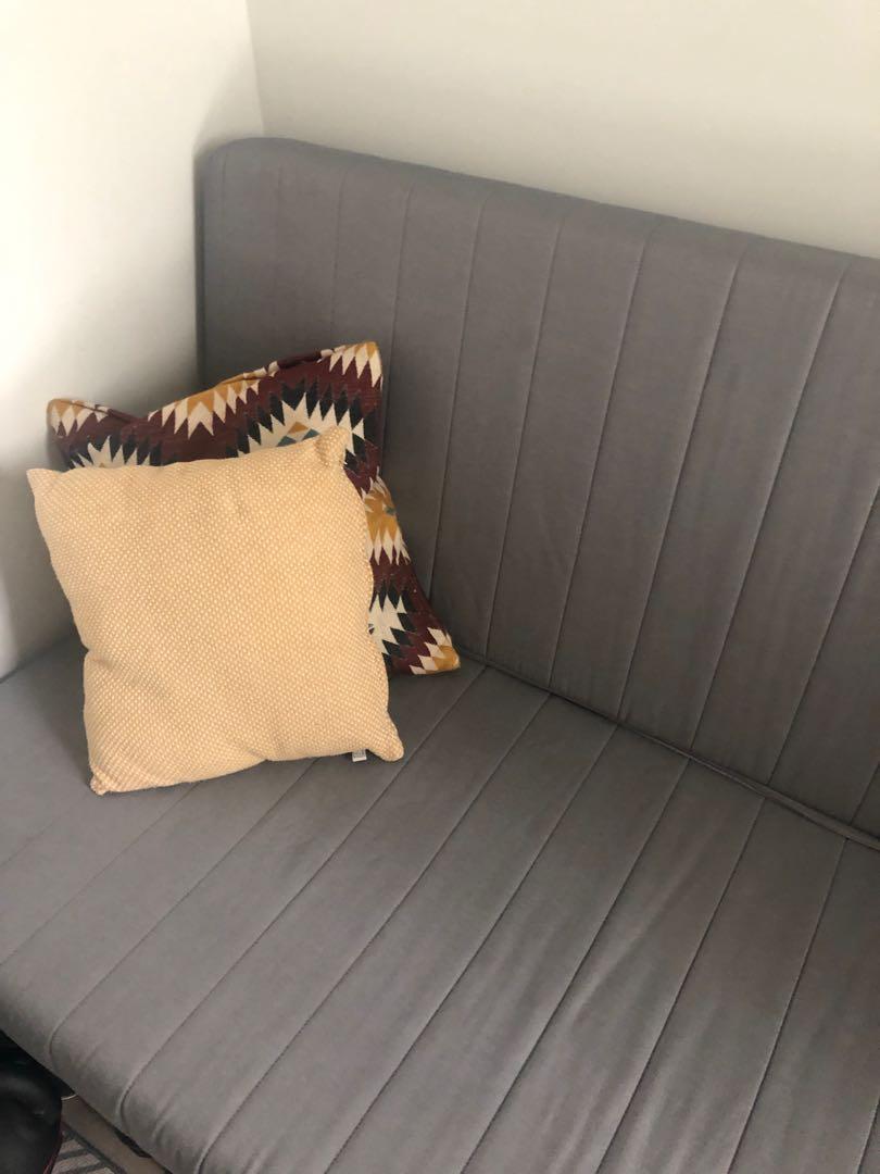 Ikea 3 seater fold out futon bed grey, Furniture & Home Living