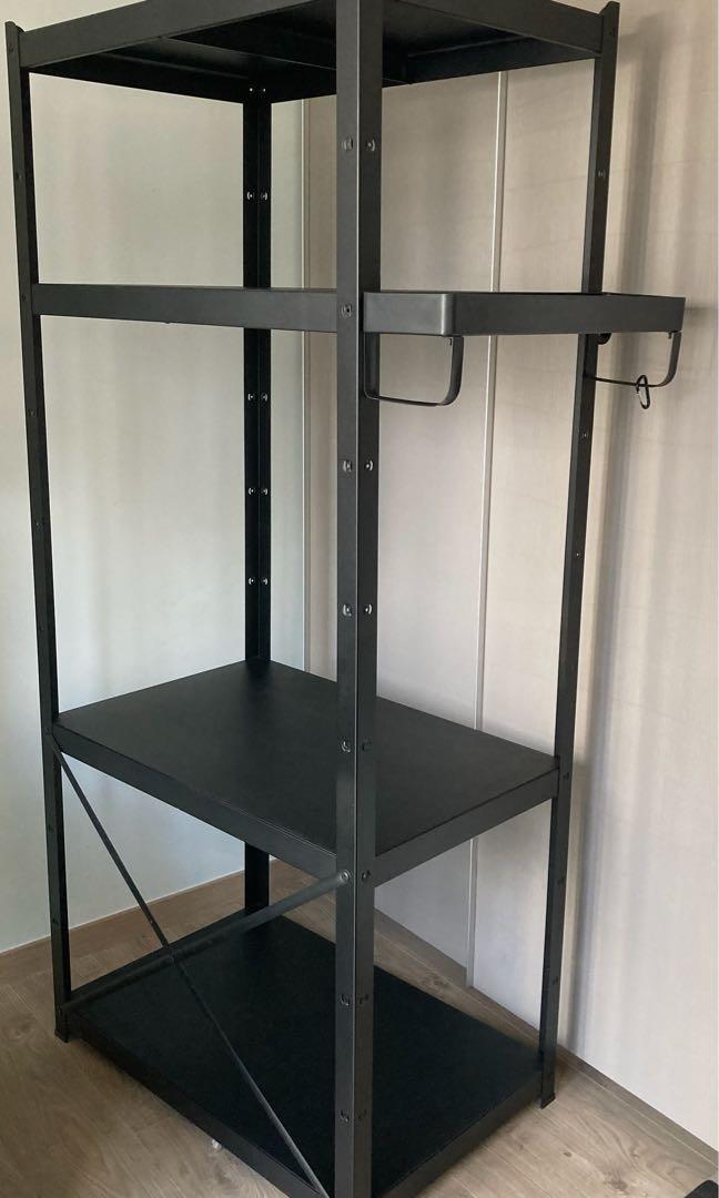 BROR Shelving unit with cabinet, black, 331/2x153/4x743/4 - IKEA