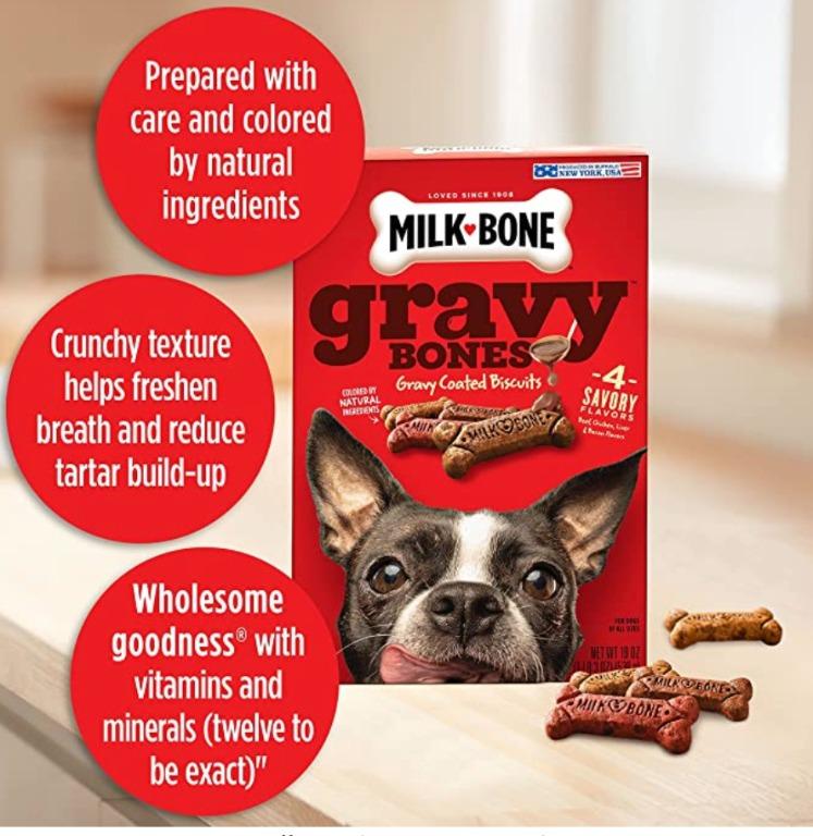 ilkBone Gravy Bones Dog Biscuits, 4 Meaty Flavors with 12 Vitamins