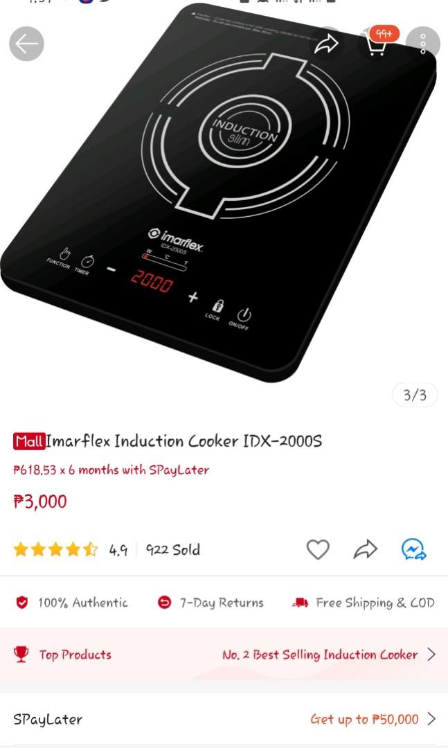 Imarflex Induction Cooker IDX2000S, TV & Home Appliances, Kitchen