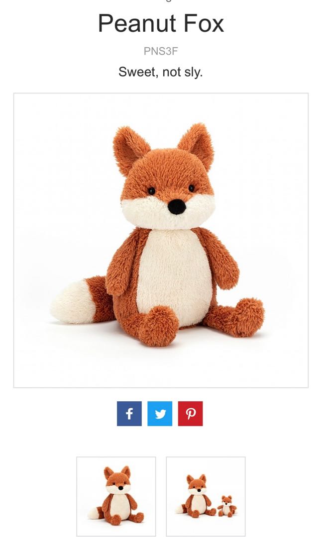 Jellycat large peanut fox Carousell