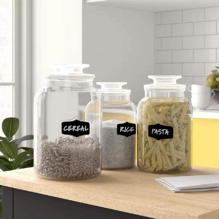 KM1] Glass Canister Set for Kitchen or Bathroom, Apothecary ...