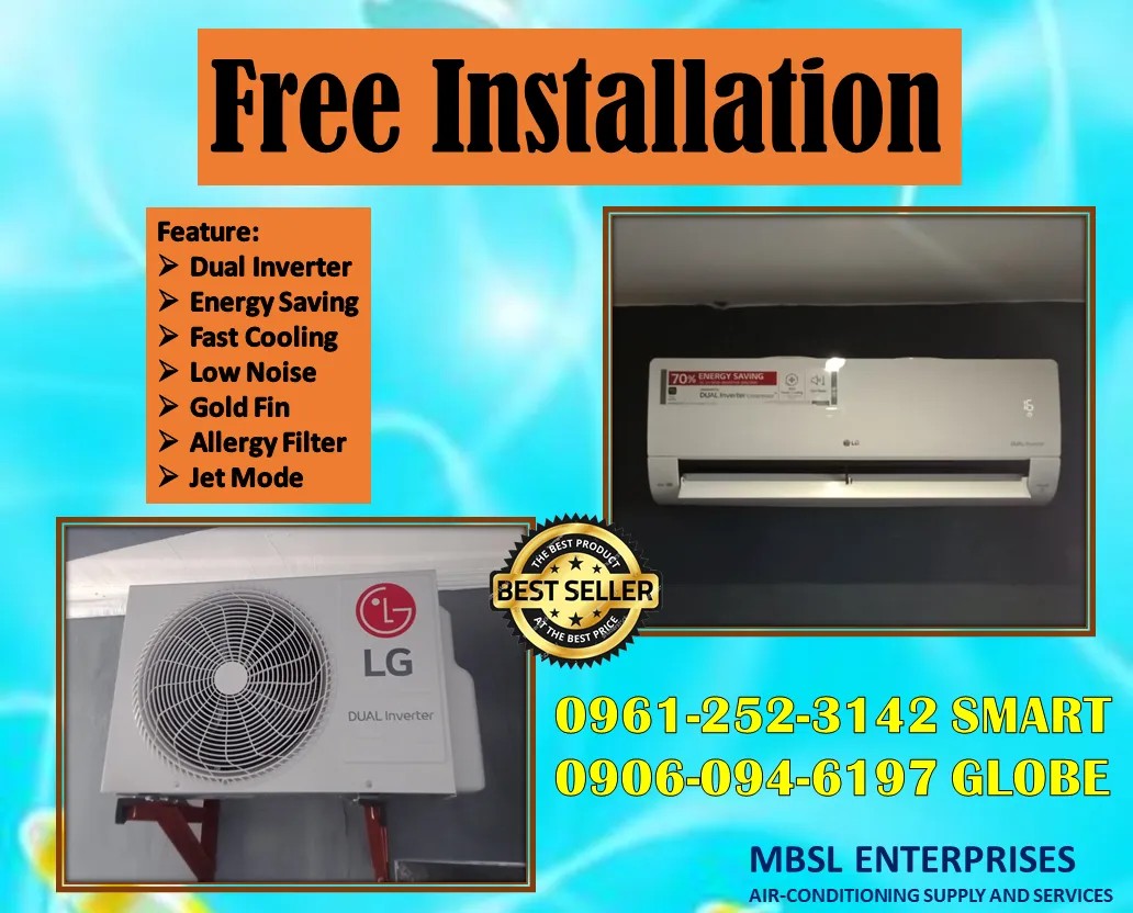 LG DUAL INVERTER SPLIT TYPE WITH FREE INSTALLATION, TV & Home