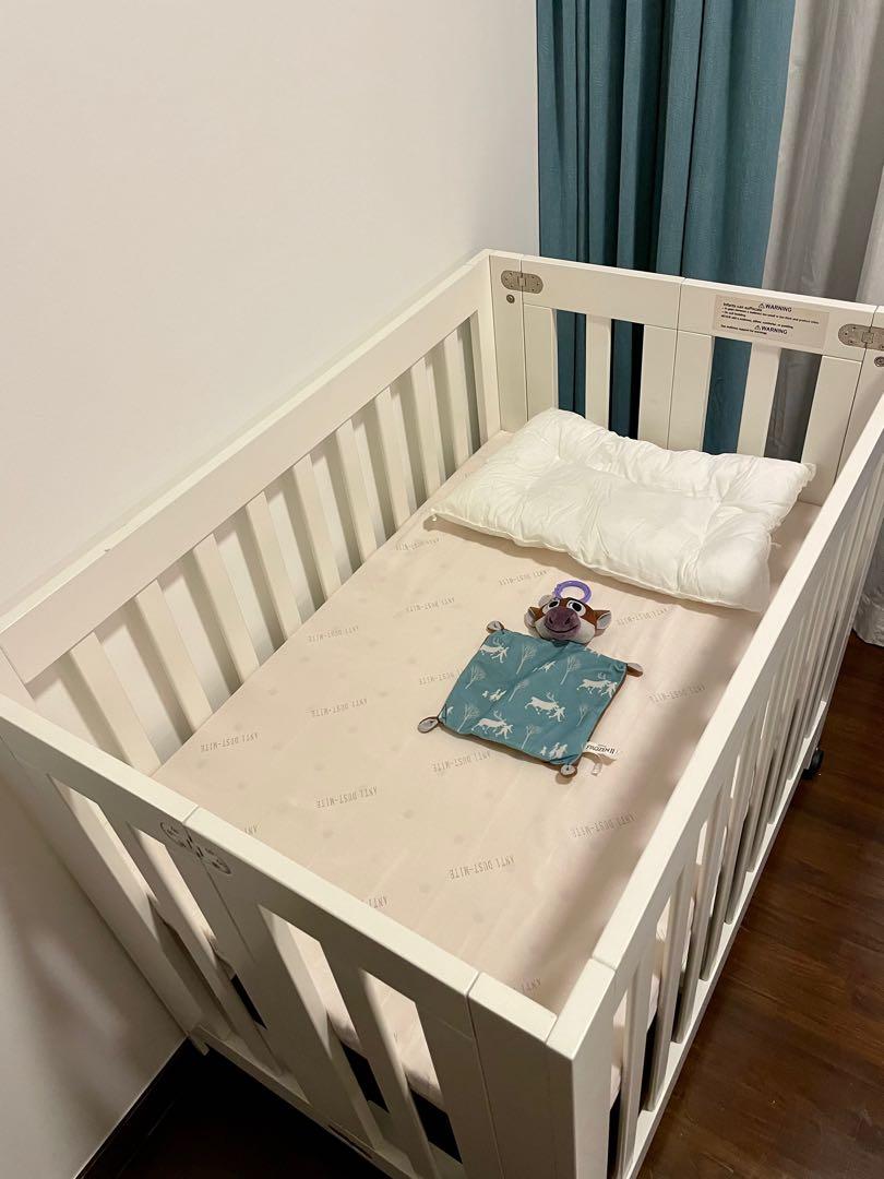 Portable foldable baby cot + mattress, Babies & Kids, Baby Nursery ...