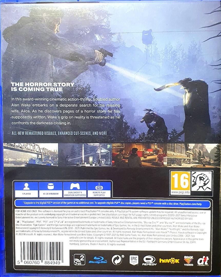 Playstation 4 [PS4] (Alan Wake Remastered), Video Gaming, Video Games ...