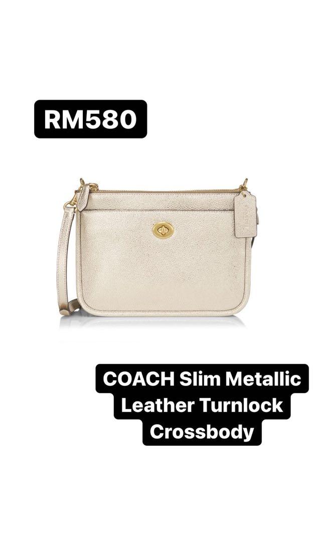 PREORDER COACH SLIM METALLIC LEATHER TURNLOCK CROSSBODY Luxury