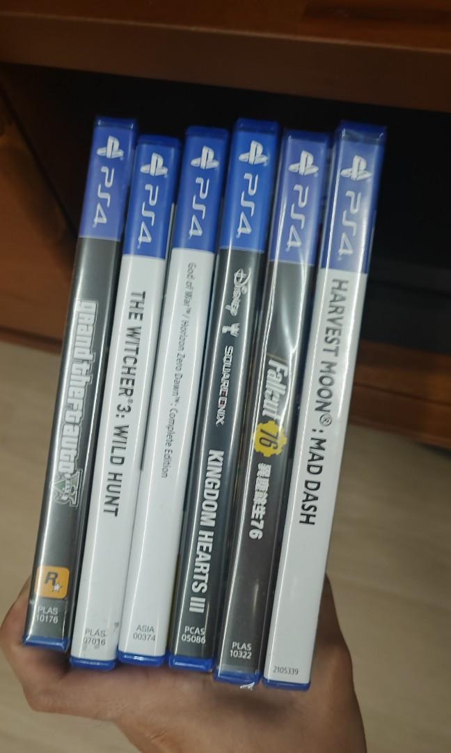 Ps4 games -Kingdom Hearts, The Witcher, God of War, Horizon, Fallout 76, Harvest Moon (Category: PlayStation) located in Singapore. Submitted by sumsum90 (Listing ID 1140939288, Image 1). Description: Text me for discussion on price of each game.