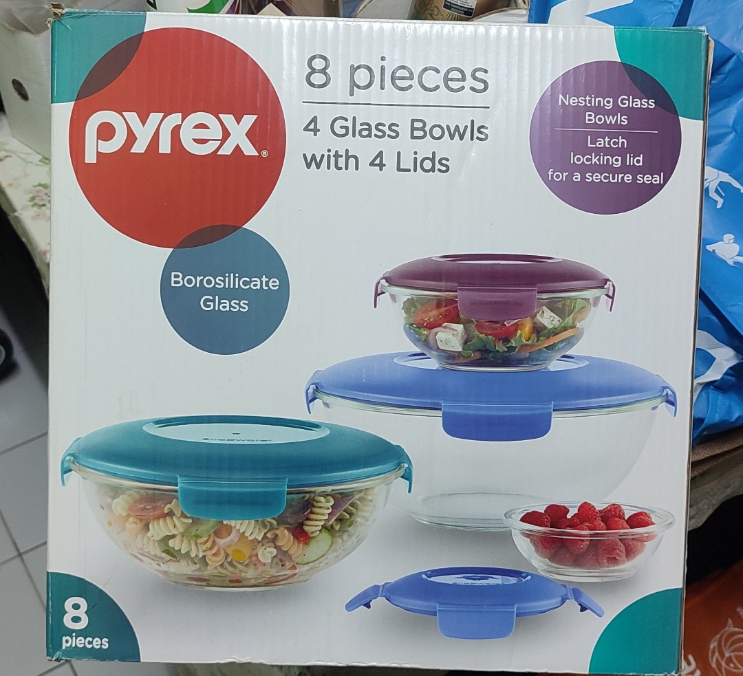 8 piece pyrex bowl set top