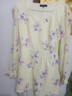 RIENDA Korean Yellow Florals Dress