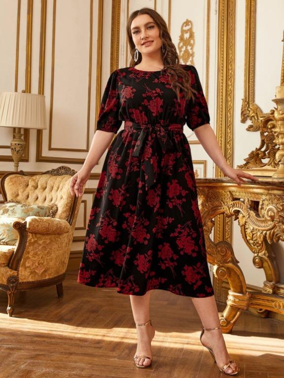 Red and black discount dress plus size
