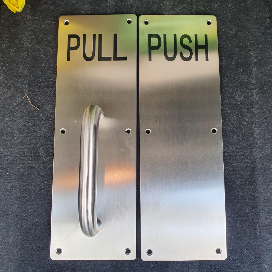 Stainless Steel Door Push Pull Handle Set, Furniture & Home Living