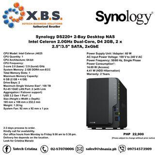 Synology DS220+ 2-Bay Desktop NAS Intel Celeron 2.0GHz Dual-Core, D4 2GB, 2 x 2.5"/3.5" SATA, 2xGbE