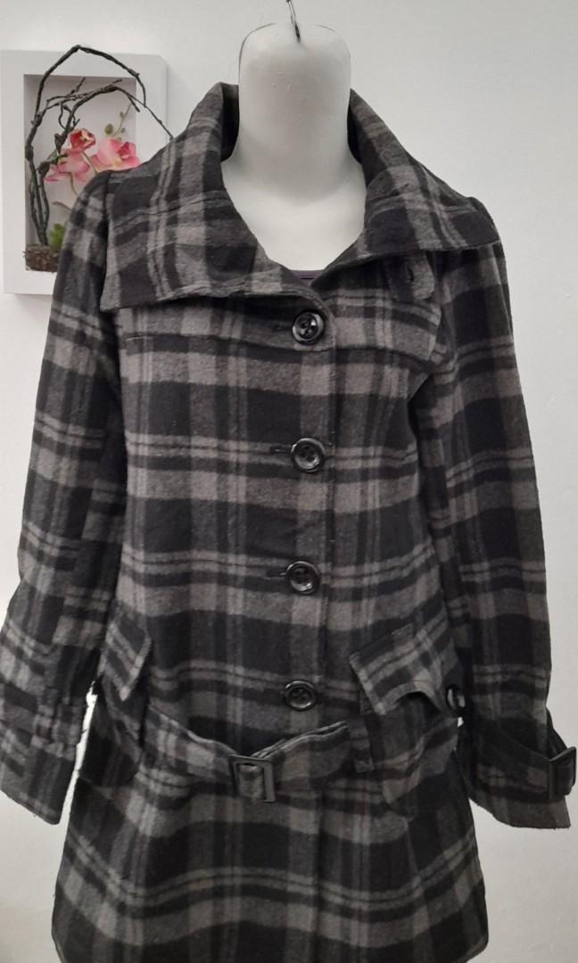 wool checkered coat