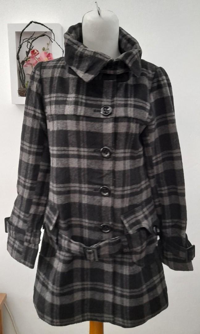wool checkered coat