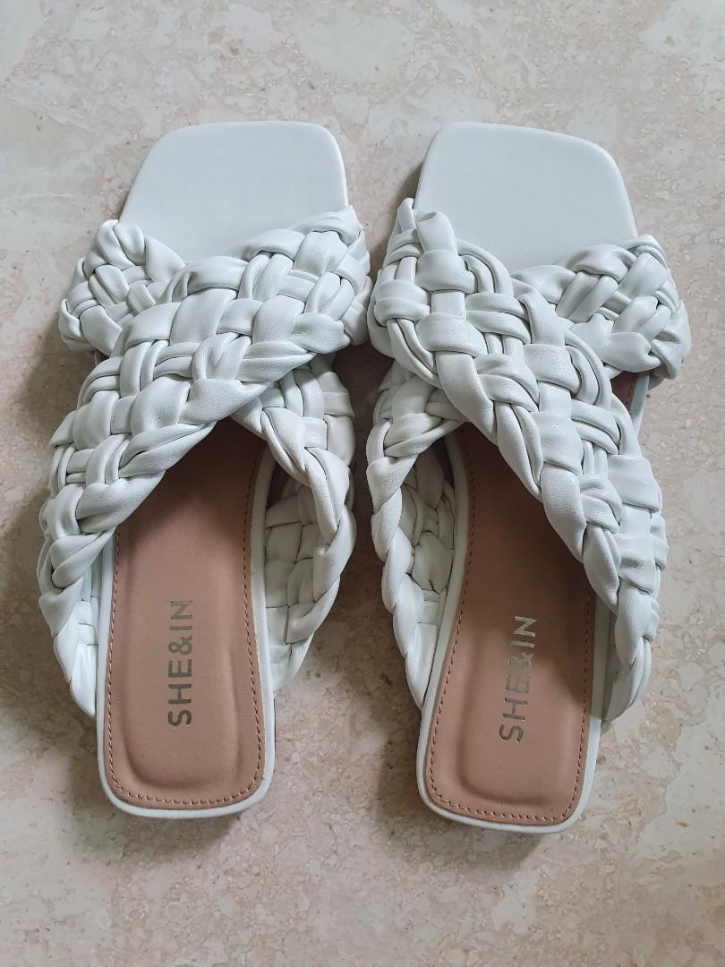 White braided sandals sale