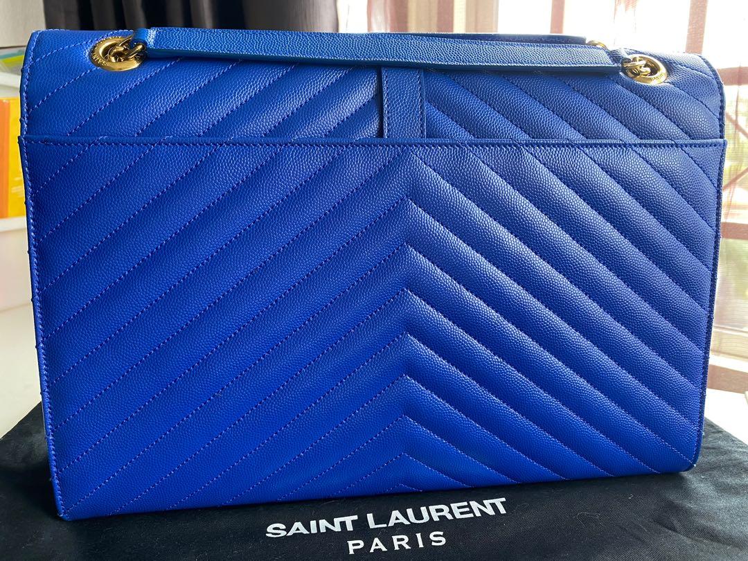 YSL Saint Laurent Blue Caviar Large Envelope Bag – Bagaholic