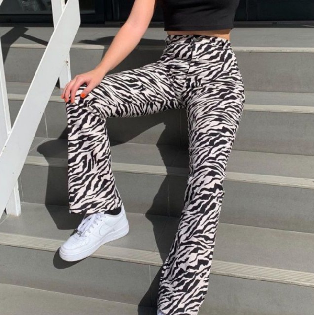 Zebra flare pants cheap