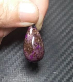 (Free SF Express) đżđŠ 25*13.4mm (18) Natural Sugilite Dendritic Opal Teardrop Pendant with Necklace Cord (Eliminate Negative Energy, Boost Immunity)64243745442050110