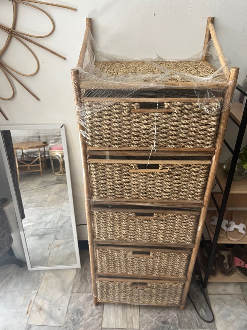 50 inched tall Rattan / Abacca Drawer, Furniture & Home Living, Home ...