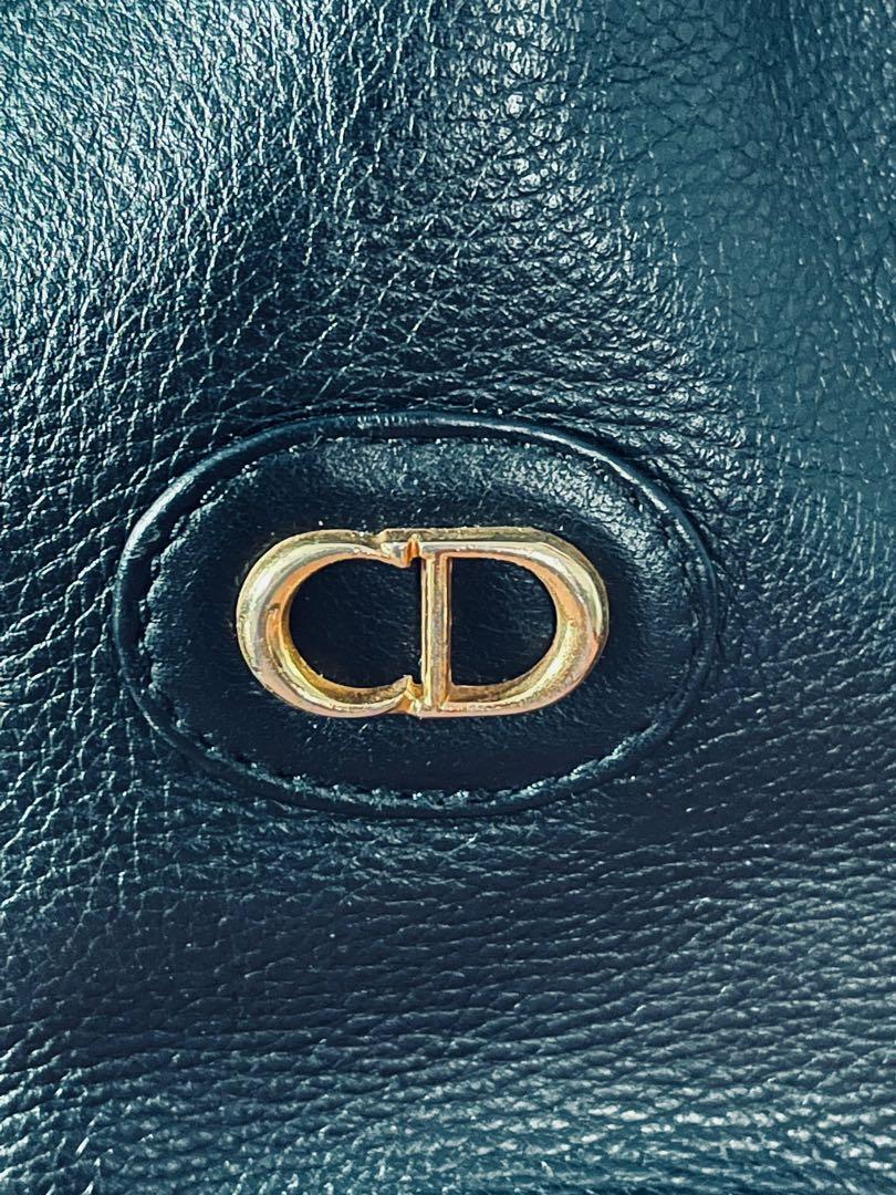 SUPER RARE GEM Authentic Vintage Christian Dior Small Mini Drawstring Bucket Crossbody Clutch or Shoulder Sling Bag in Black Calf Leather with