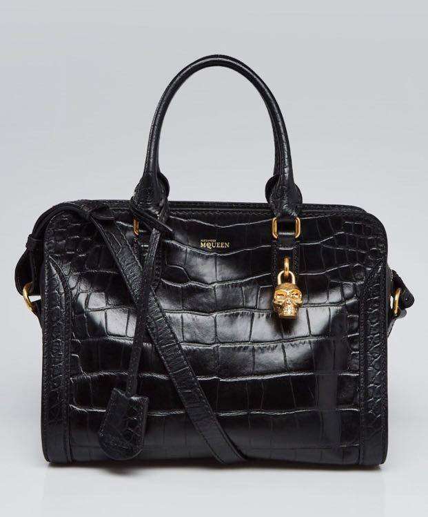 Alexander McQueen small skull padlock zipped tote bag black