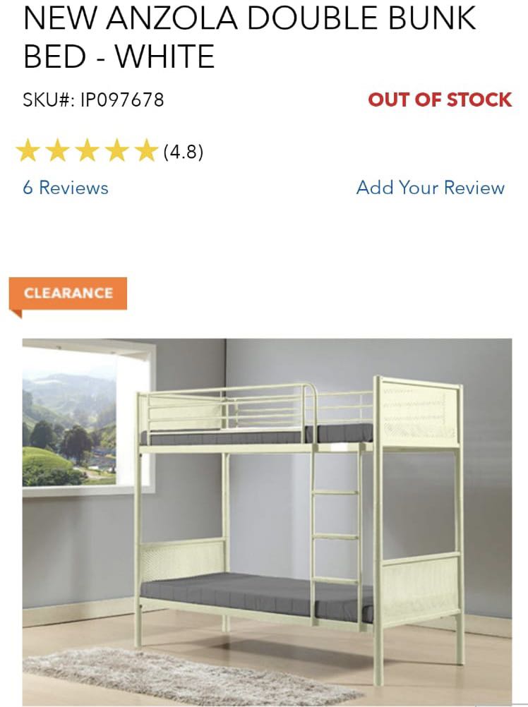 Angola double Bunk Bed (Black), Furniture & Home Living, Furniture, Bed