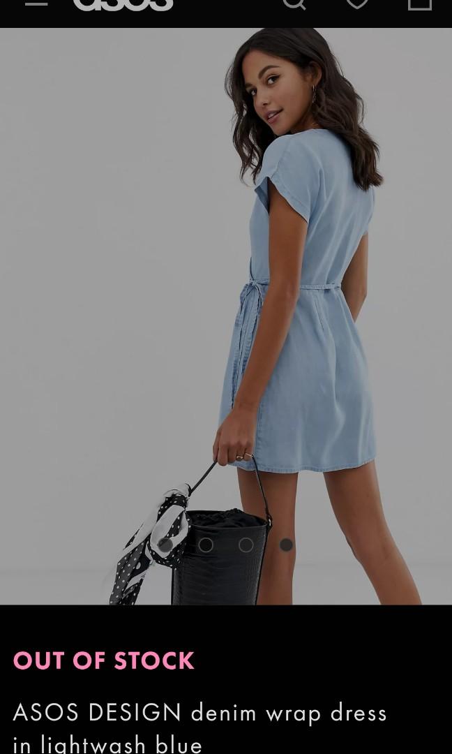 Asos denim wrap dress online