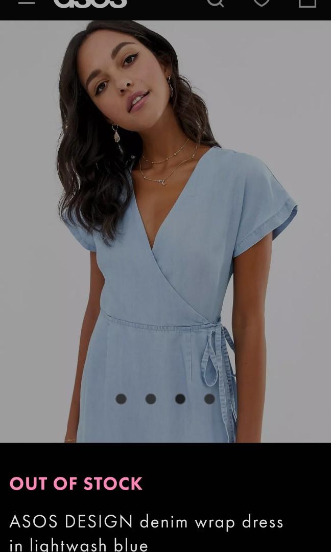ASOS DESIGN denim wrap dress Women s Fashion Dresses Sets Dresses on Carousell