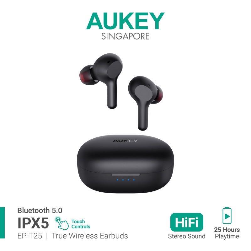Aukey EP T25 True Wireless Earbuds 20H Battery Life Water