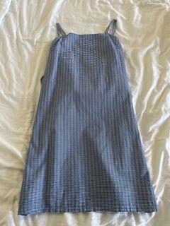 Blue checkered apron dress with adjustable straps