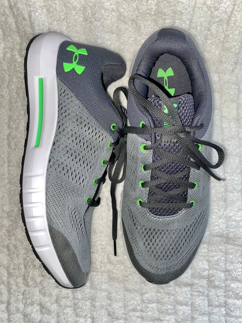 Under armour grey best sale and green shoes