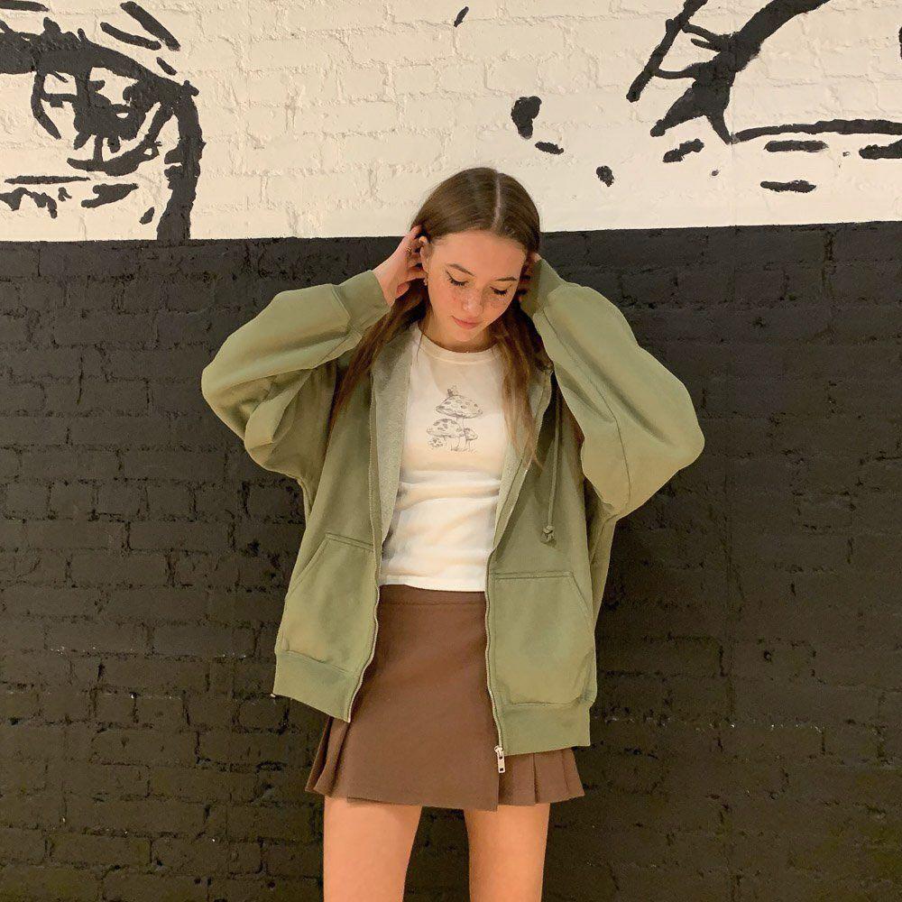 Authentic Brandy Melville 'Christy Hoodie' Light Green Oversized Zip Up  Hoodie, Women's Fashion, Coats, Jackets and Outerwear on Carousell