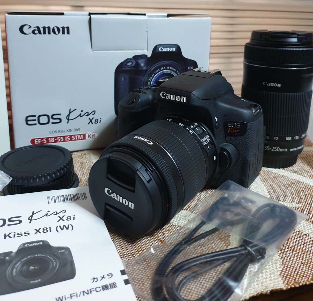 Canon EOS Kiss X8i Double Zoom kit 750d, Photography, Cameras on Carousell