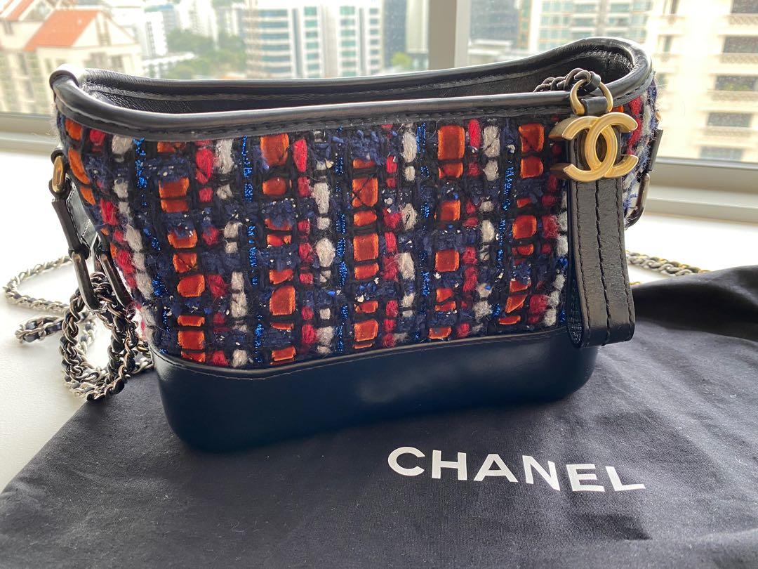 Authentic Second Hand Chanel Tweed Logo Gabrielle Hobo Bag PSS20001666   THE FIFTH COLLECTION
