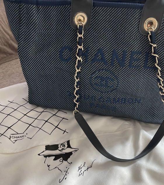 割愛移民清貨Chanel medium tote deauville navy blue 2020 20A 深籃