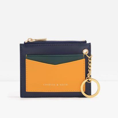 Charles & Keith Chain Link Card Holder (Navy), Women's Fashion