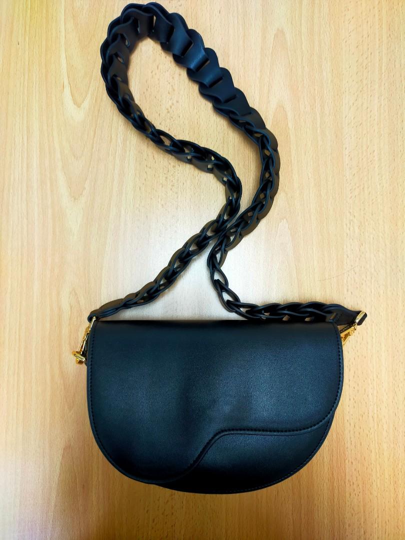 Christy Ng Rhea Braided Saddle Bag- Black, Luxury, Bags & Wallets on ...