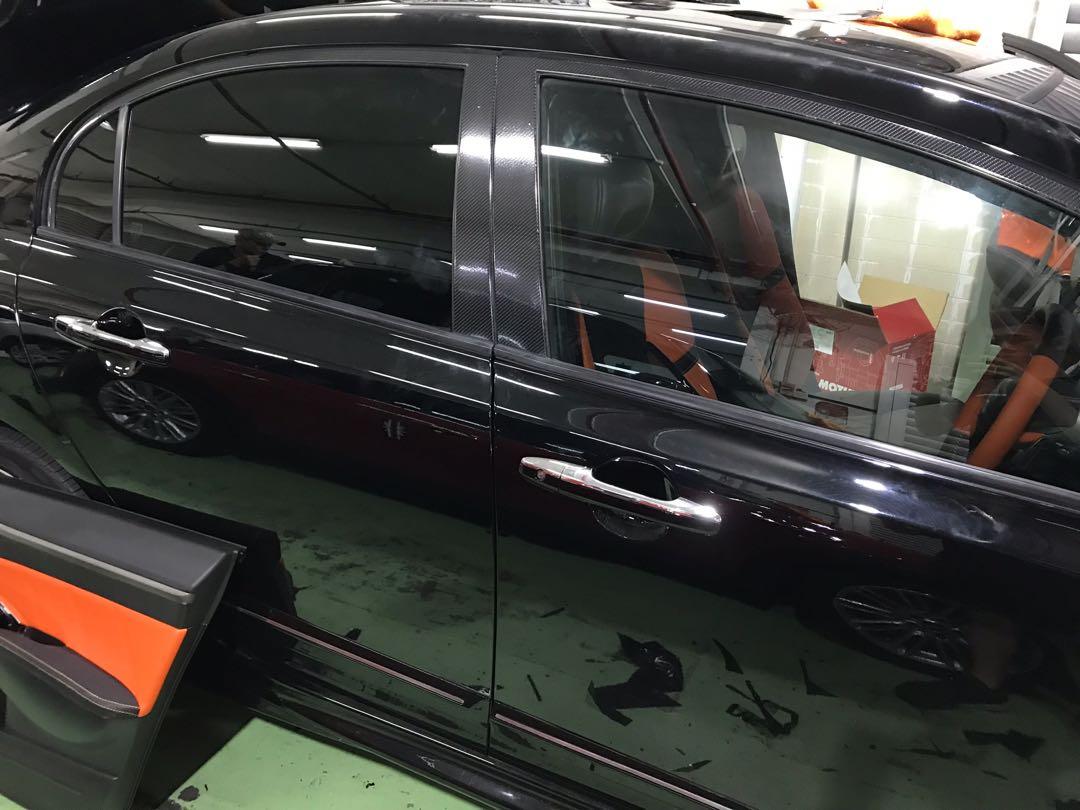 Civic FD Door frame sticker wrap, Civic FD window trim wrap, Civic FD