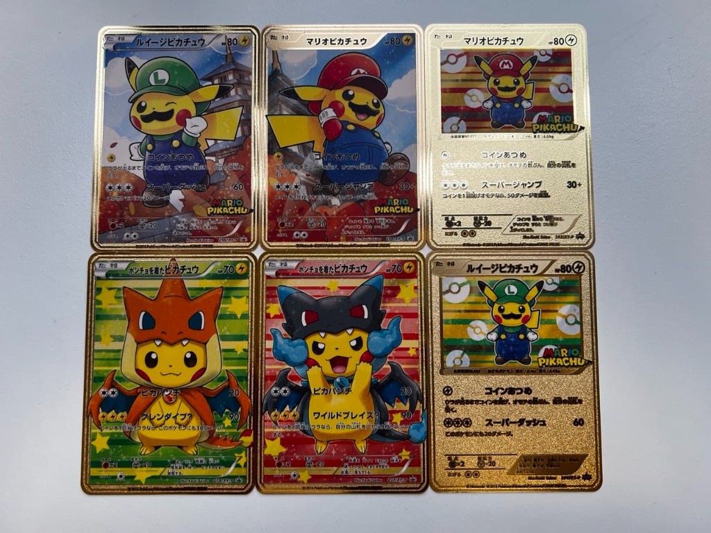 Custom Pokemon Gold Metal Collectibles Card Cosplay Pikachu Mario And Luigi Poncho Mega Charizard X Y Hobbies Toys Toys Games On Carousell
