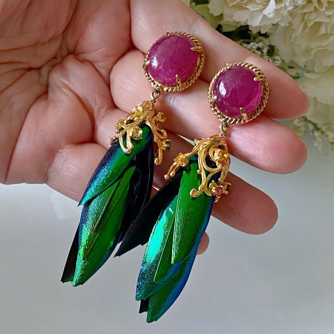 Cabochon ruby earrings store
