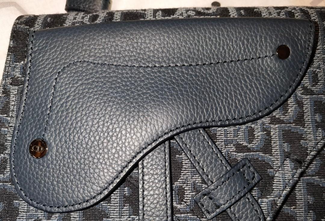 Deal! Dior Saddle Pouch Oblique Jacquard in navy blue, Men's Fashion