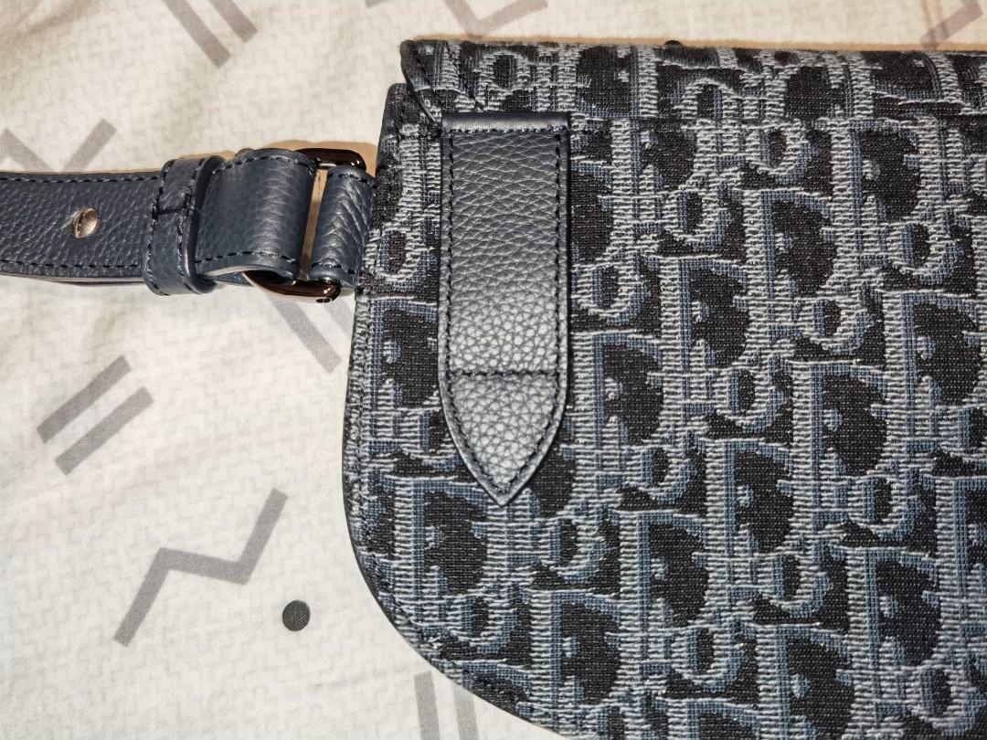 Deal! Dior Saddle Pouch Oblique Jacquard in navy blue, Men's Fashion