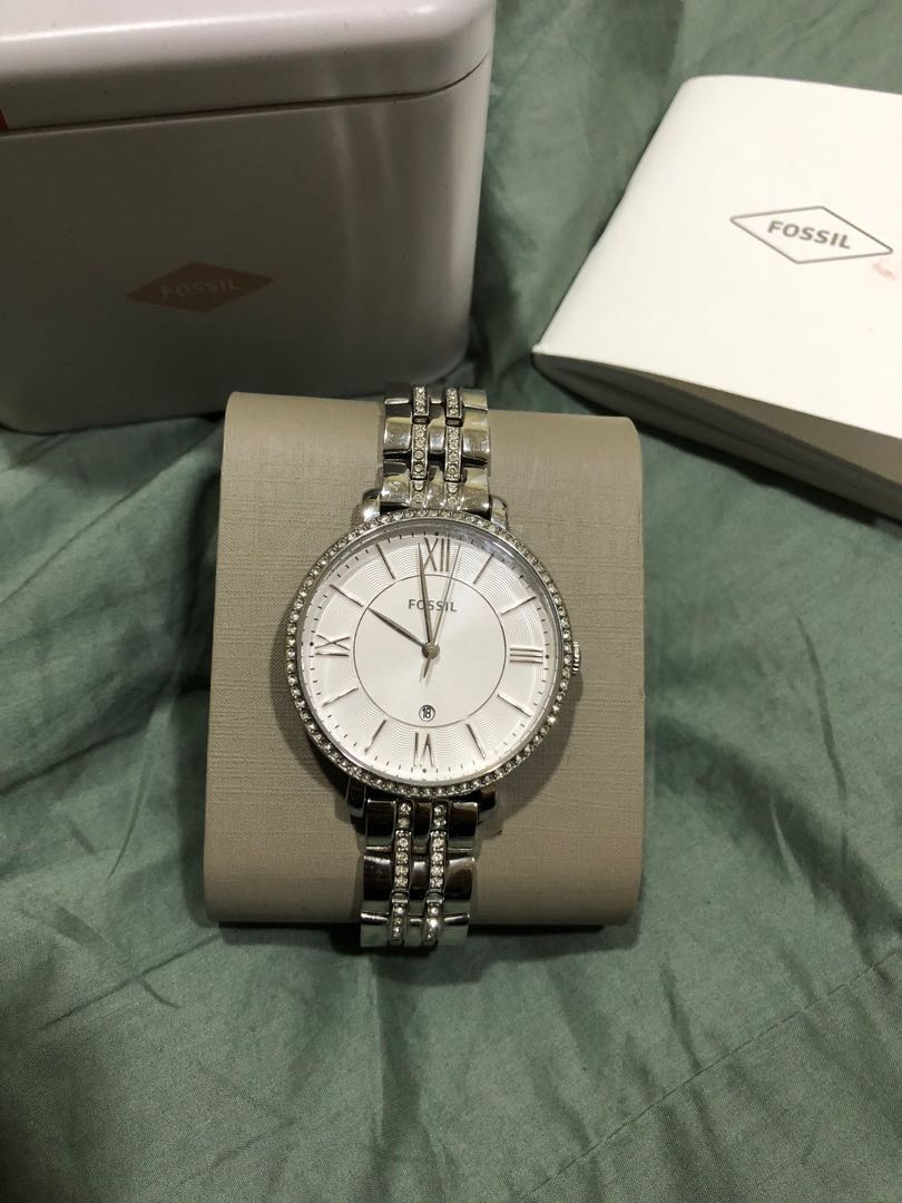 Fossil Watch ES3545 Silver, Barang Mewah, Jam Tangan di Carousell